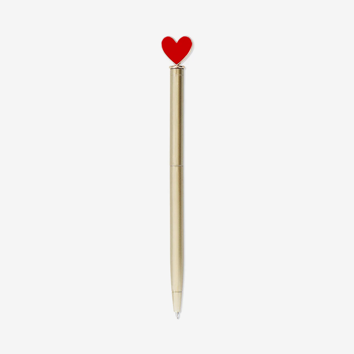 Gold ballpoint pen with heart topper