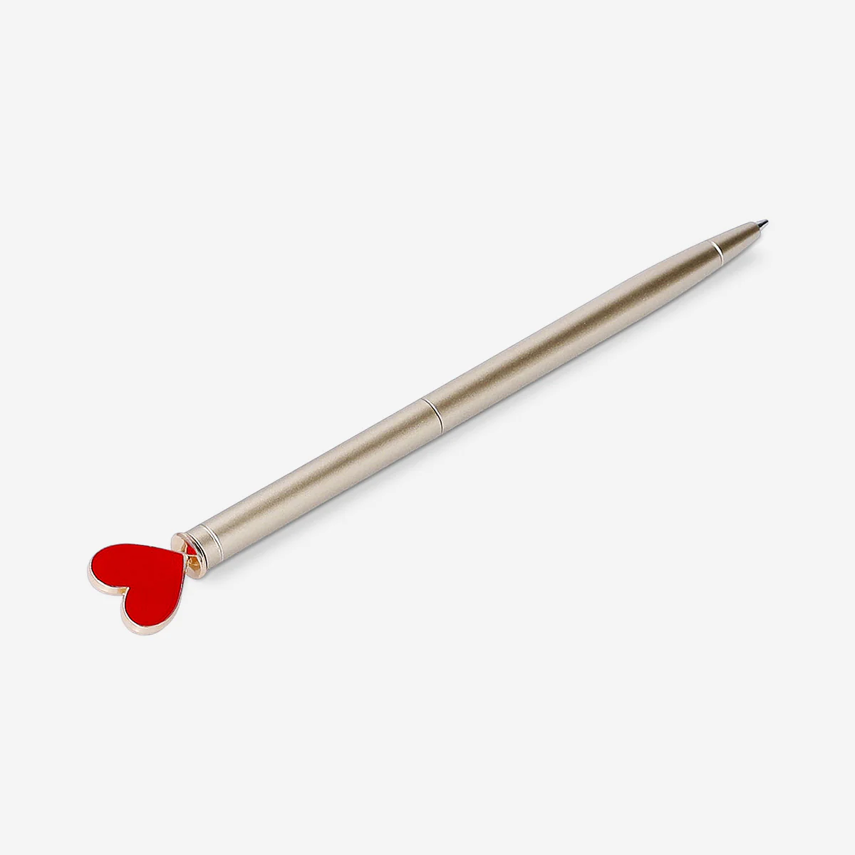 Gold ballpoint pen with heart topper - Image 2