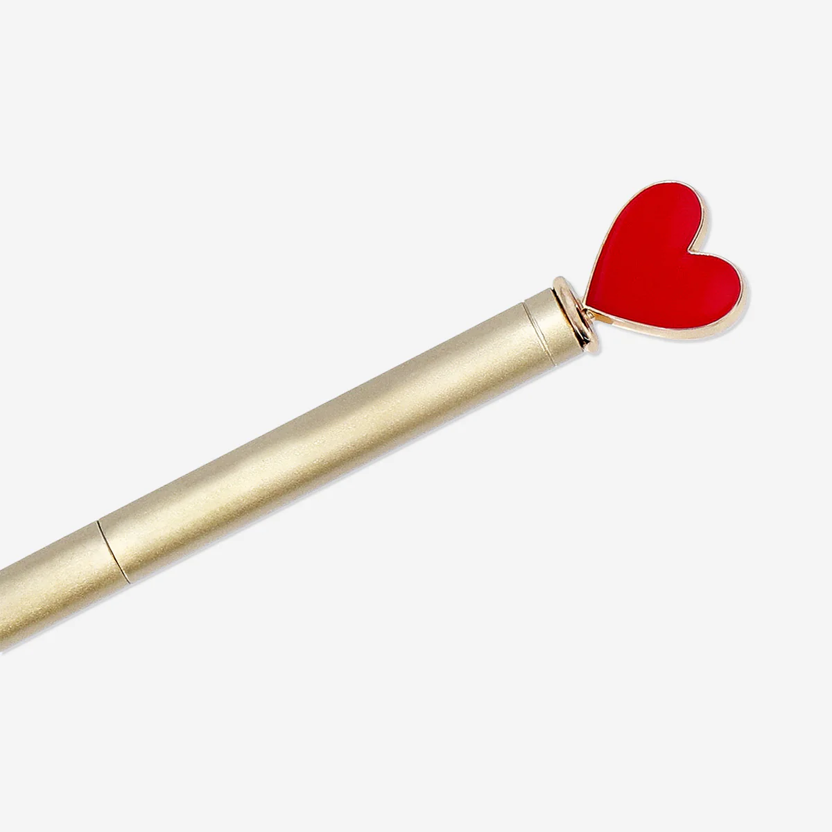 Gold ballpoint pen with heart topper - Image 3