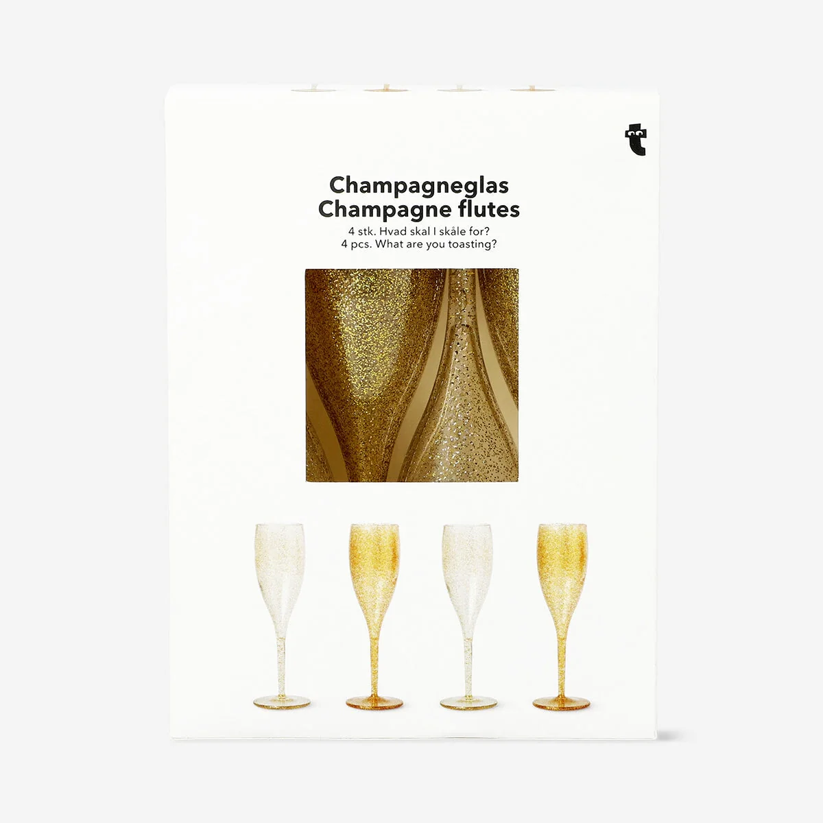 Gold champagne flutes - 4 pcs - Image 2