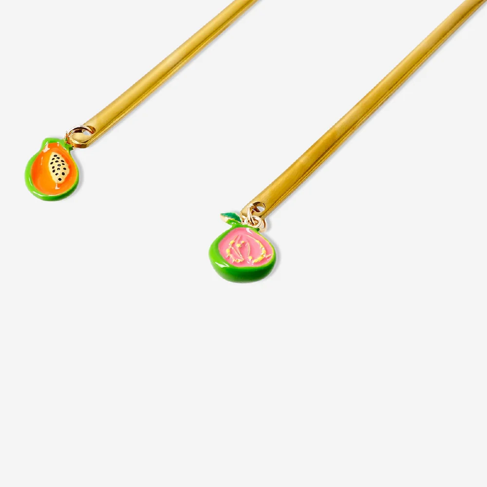 Gold dessert spoons with fruit decoration - 2 pcs - Image 2