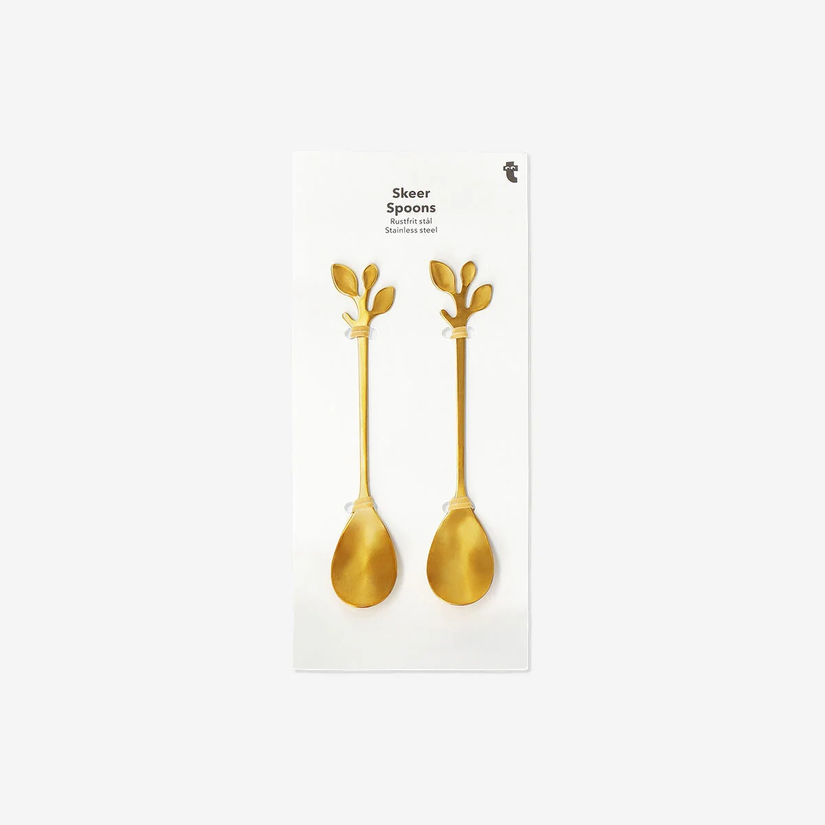 Gold dessert spoons with leaves - 2 pcs - Image 3