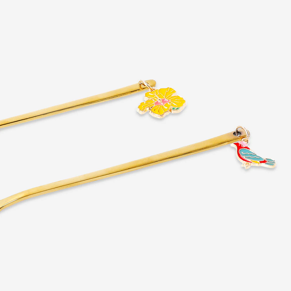 Gold dessert spoons with tropical flower decoration - 2 pcs - Image 3