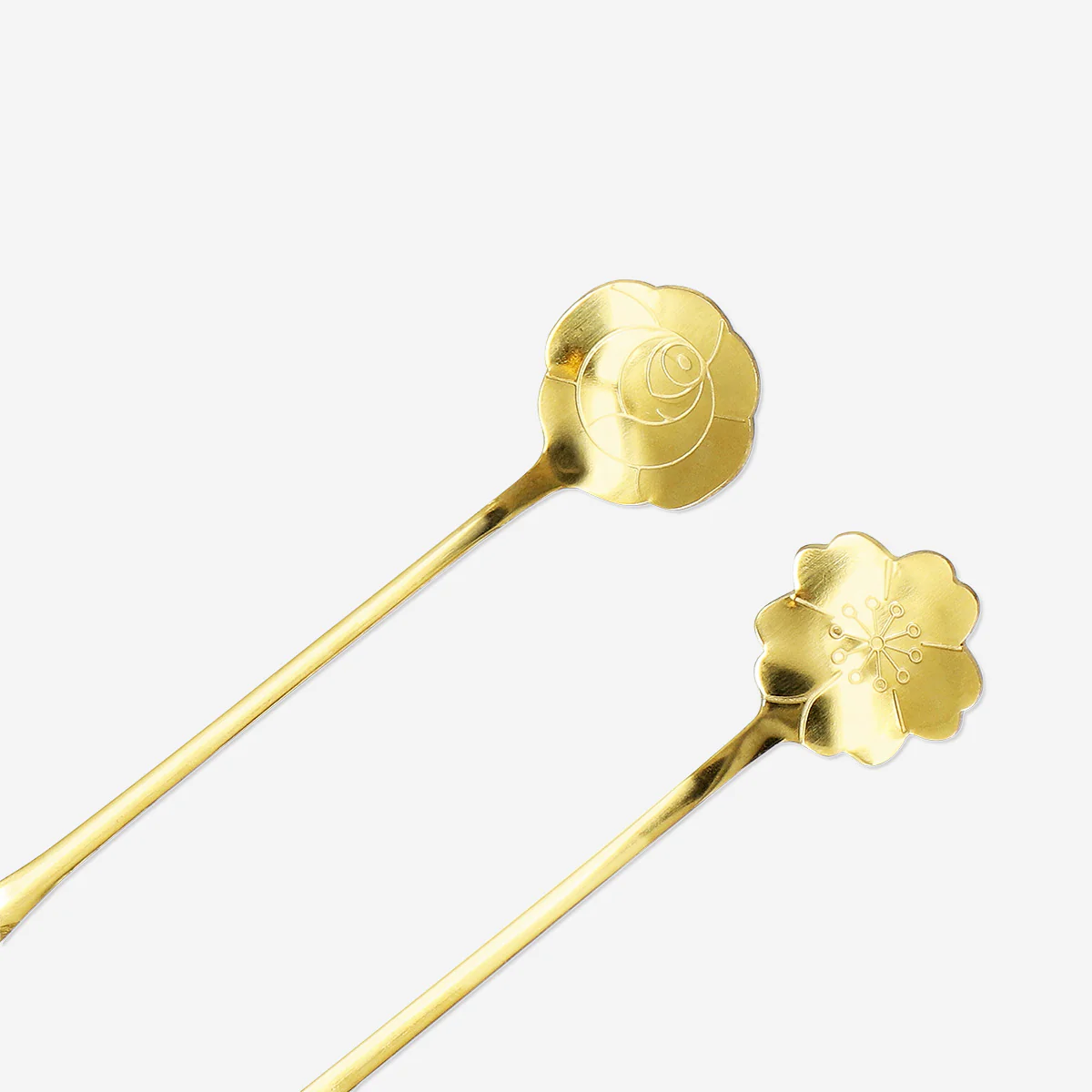 Gold floral spoons - 2 pcs - Image 3