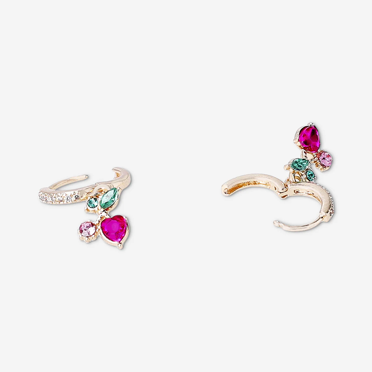 Gold hanging earrings - Cherries - Image 3