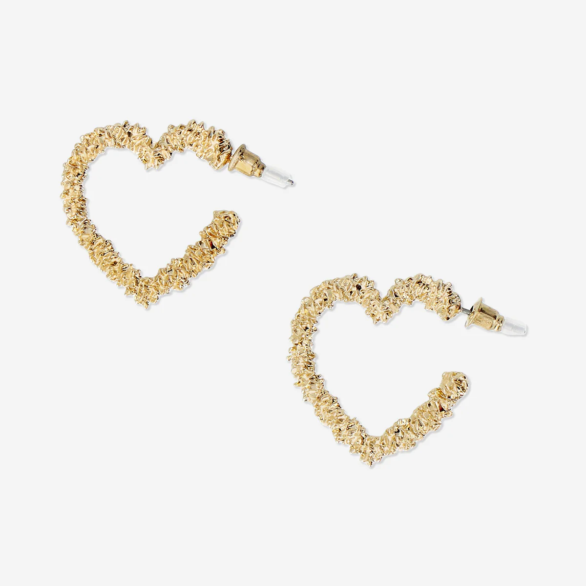 Gold hoop earrings - Big hearts - Image 2