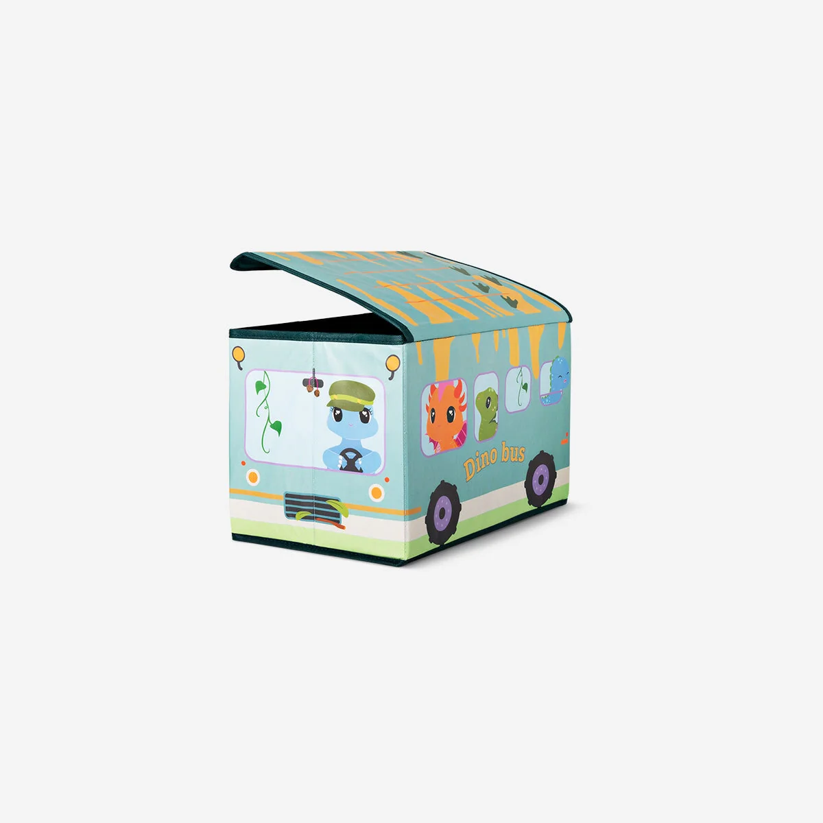 Green collapsible storage box as school bus - 38 x 25 cm - Image 2