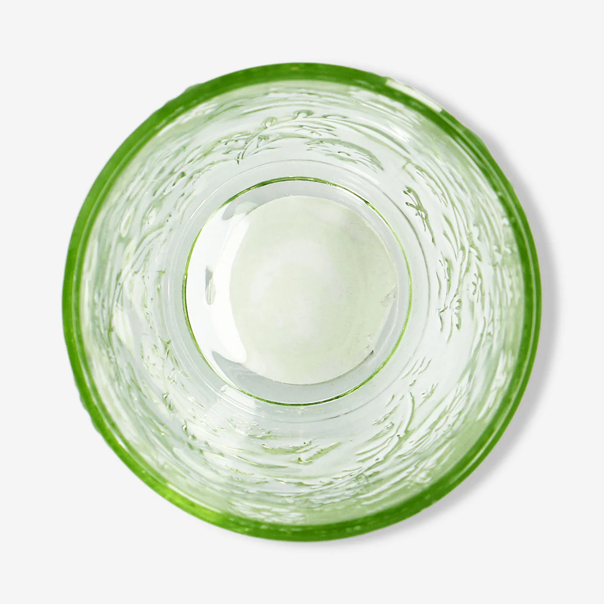 Green drinking glass with embossed flowers - 220 ml - Image 3