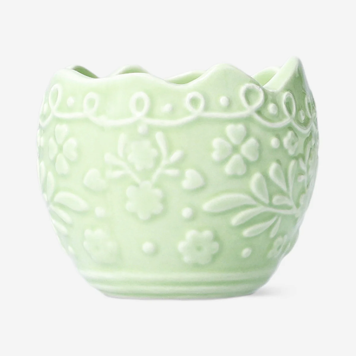 Green Easter egg tealight holder - 8 cm - Image 2