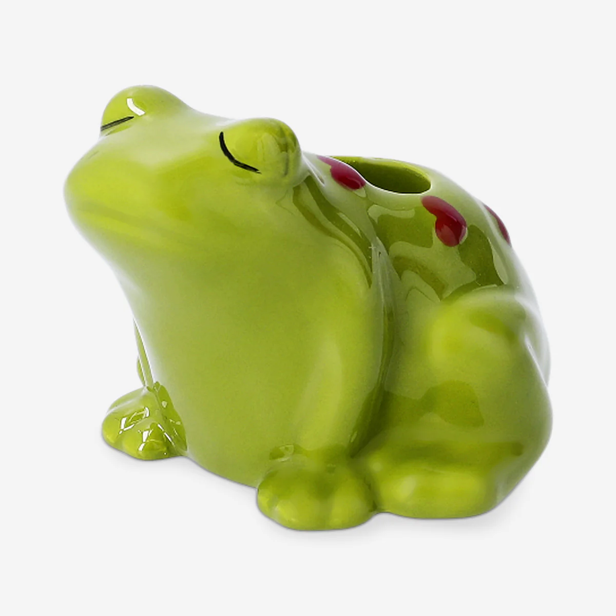 Green frog candleholder with hearts - Image 2