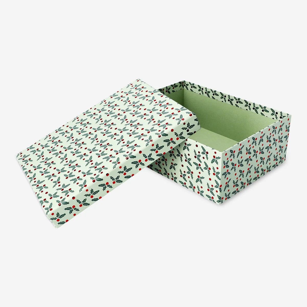 Green gift box with hollies - Large - Image 2