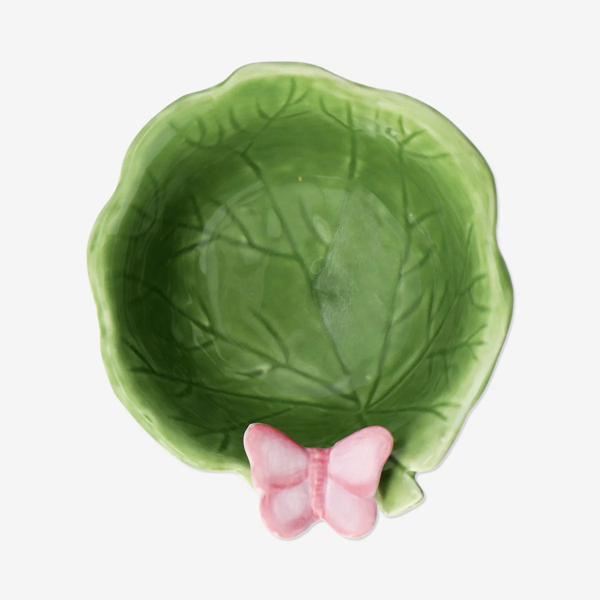 Green leaf bowl with butterfly - 16 cm - Image 3