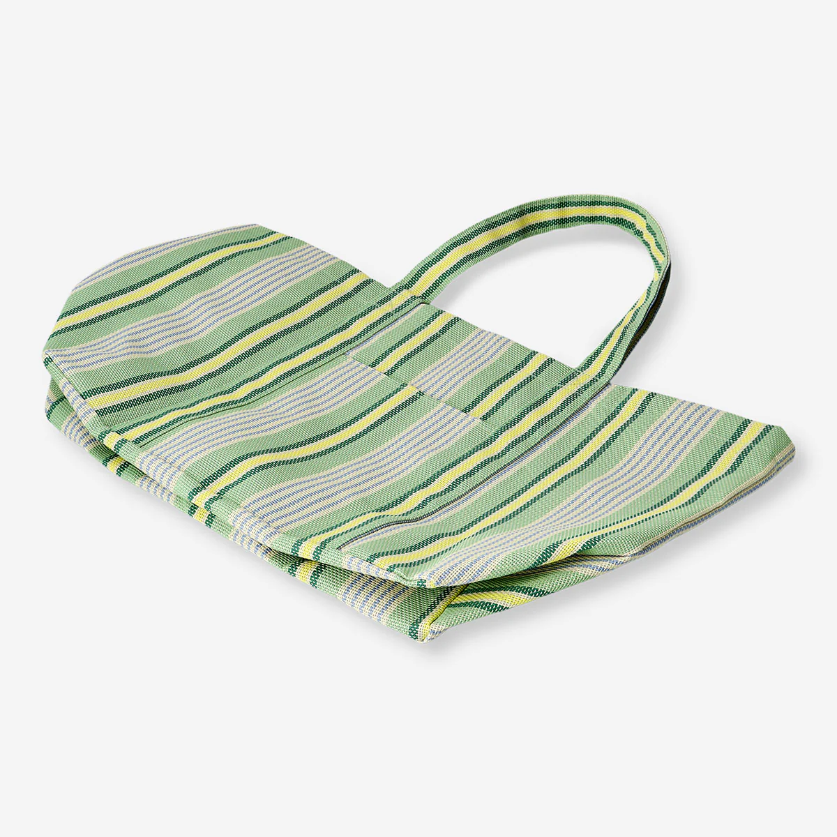 Green mesh shopper bag with stripes - Image 2