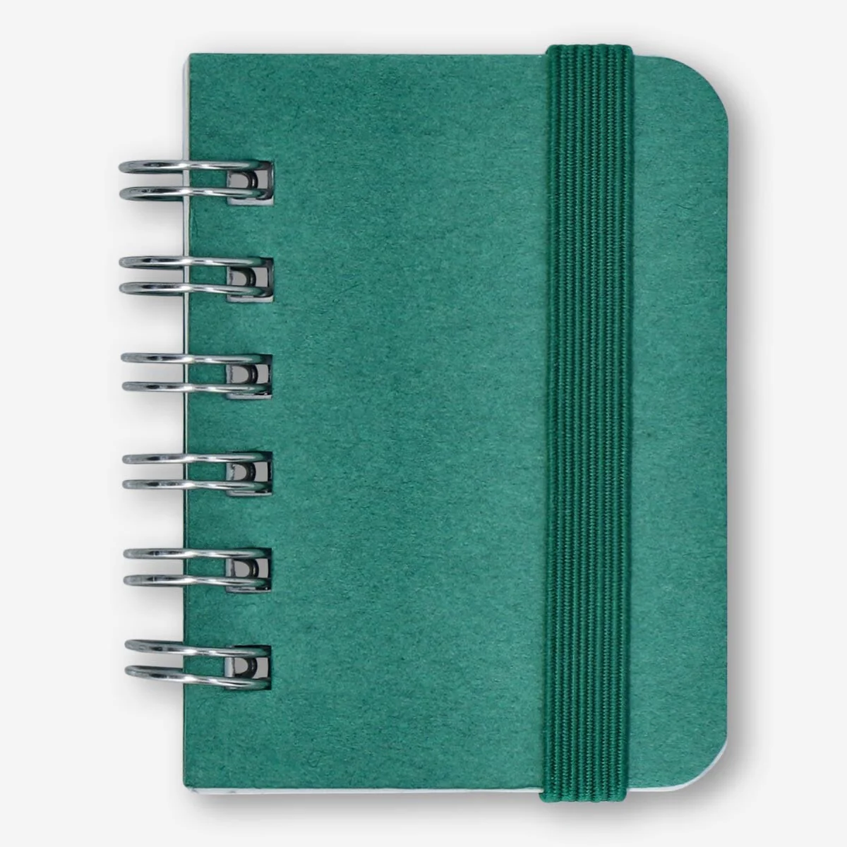 Green Mini Notebook with Blank Pages and Elastic Closure