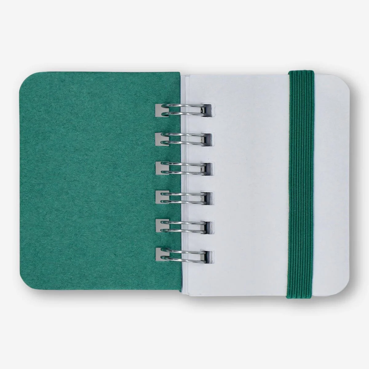 Green Mini Notebook with Blank Pages and Elastic Closure - Image 2