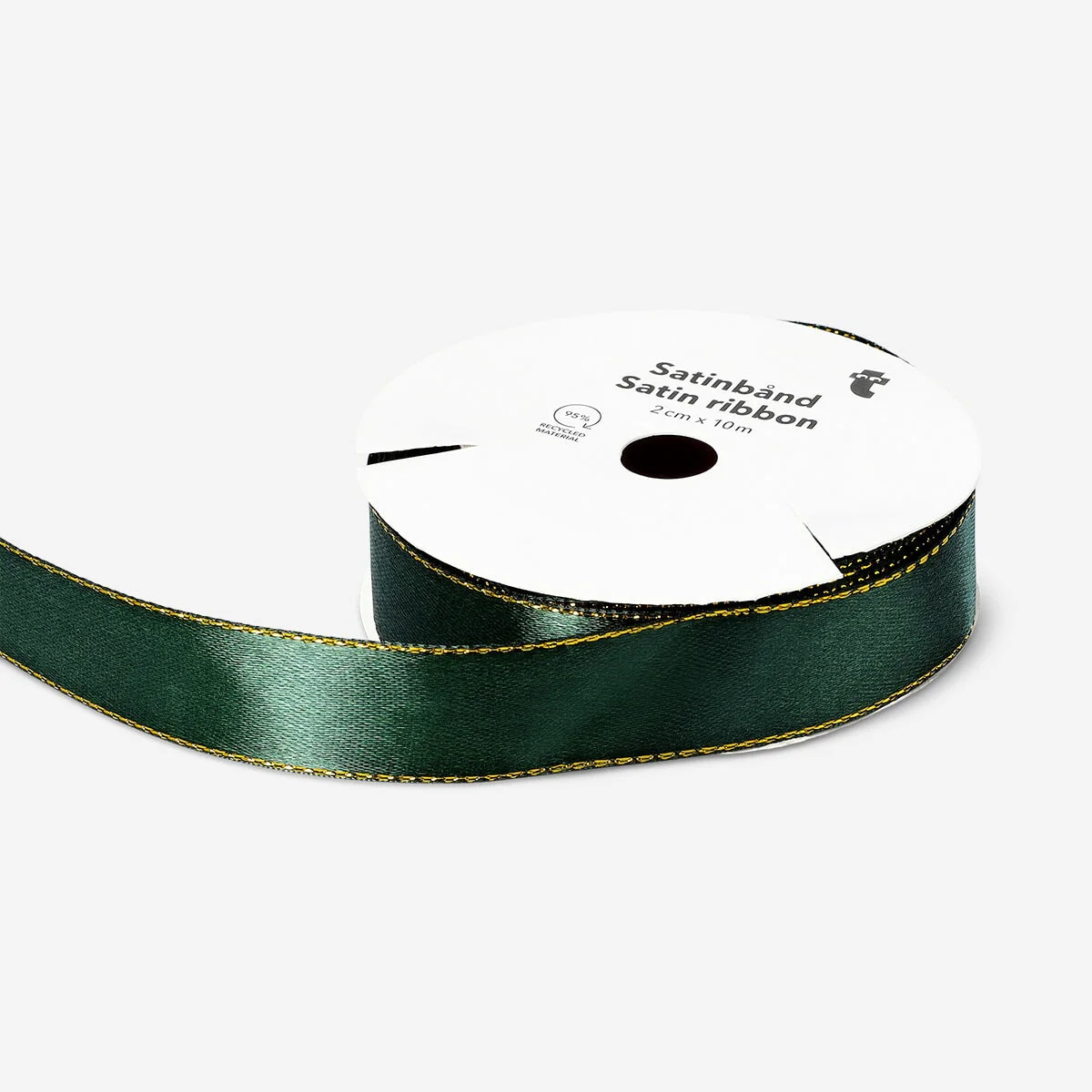 Green satin ribbon - 10 m - Image 3