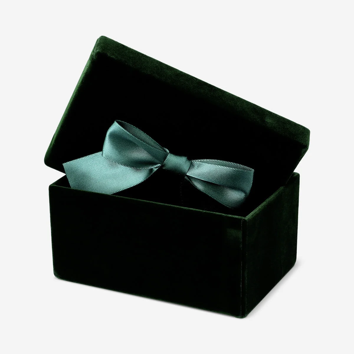 Green velvet gift box with ribbon - 15 cm - Image 2