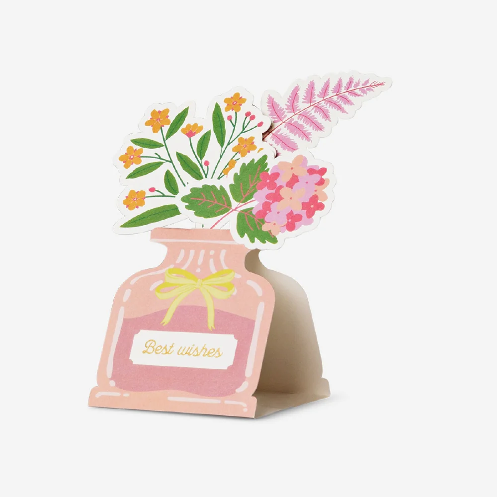 Greetings card - Best wishes flower vase