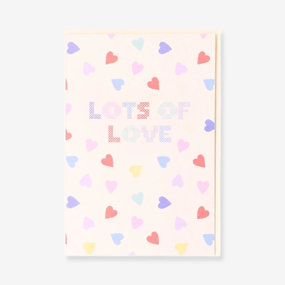 Greetings card - Lots of love with hearts
