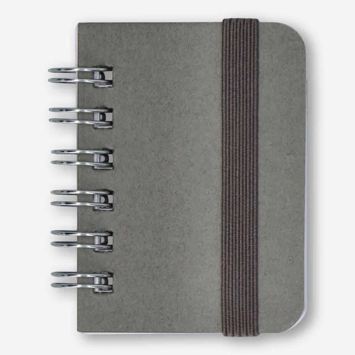 Grey Mini Notebook with Blank Pages and Elastic Closure