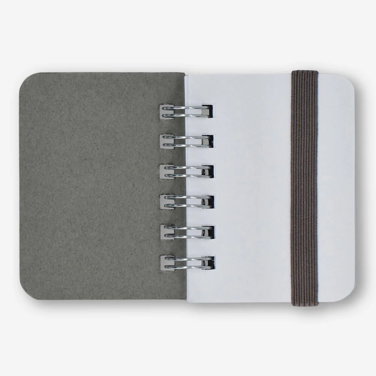 Grey Mini Notebook with Blank Pages and Elastic Closure - Image 2