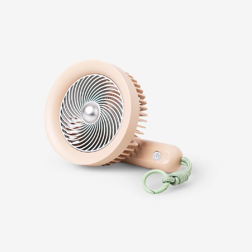 Handheld fan with strap - Beige and silver - Image 2