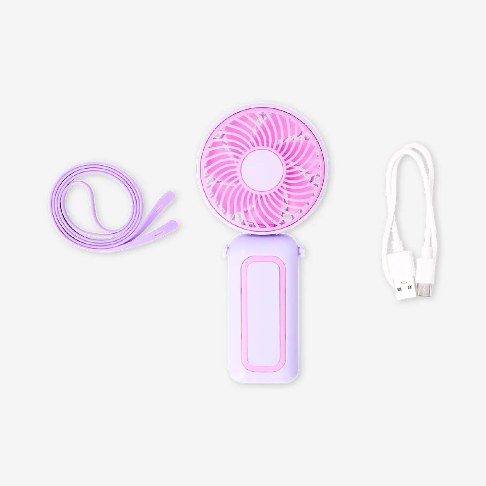 Handheld fan with strap - Purple and pink - Image 2