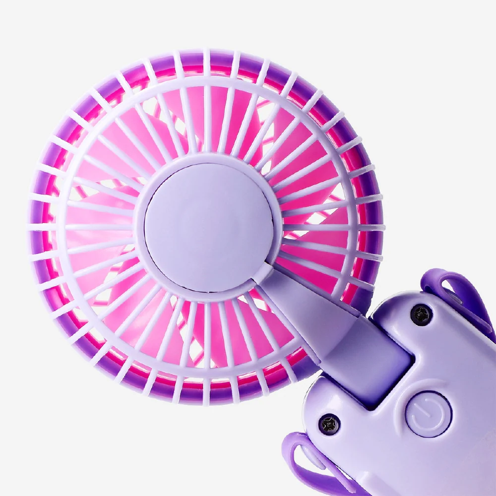 Handheld fan with strap - Purple and pink - Image 3
