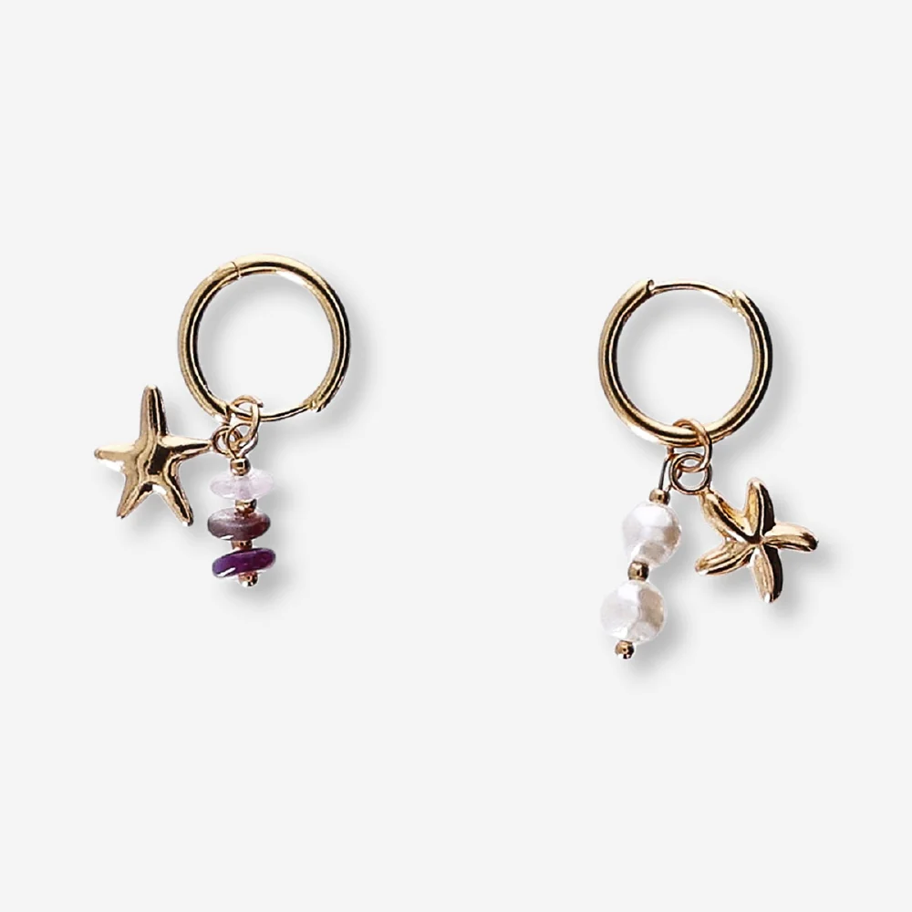 Hanging earrings - Seastar and charms