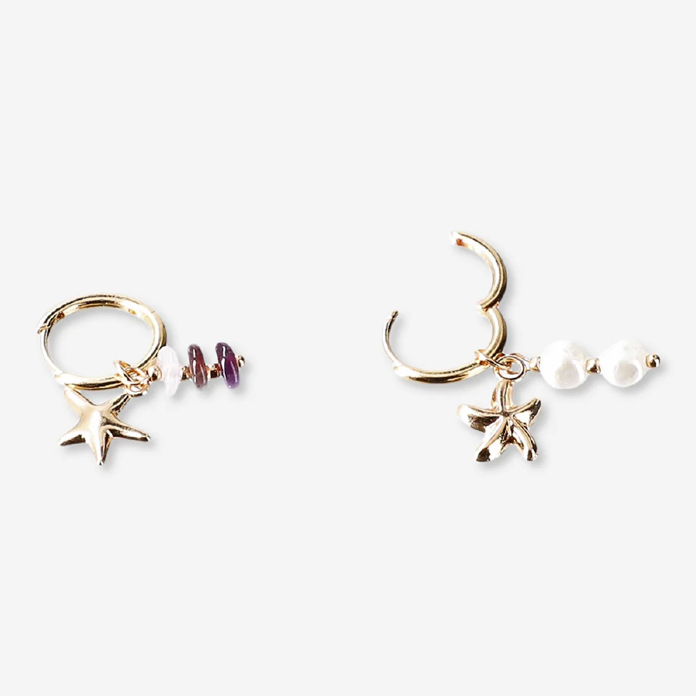 Hanging earrings - Seastar and charms - Image 2