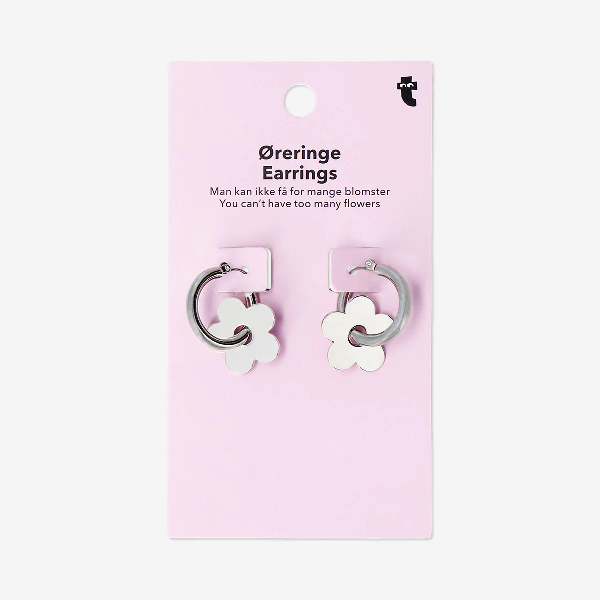 Hanging earrings - Silver flower hoops - Image 2
