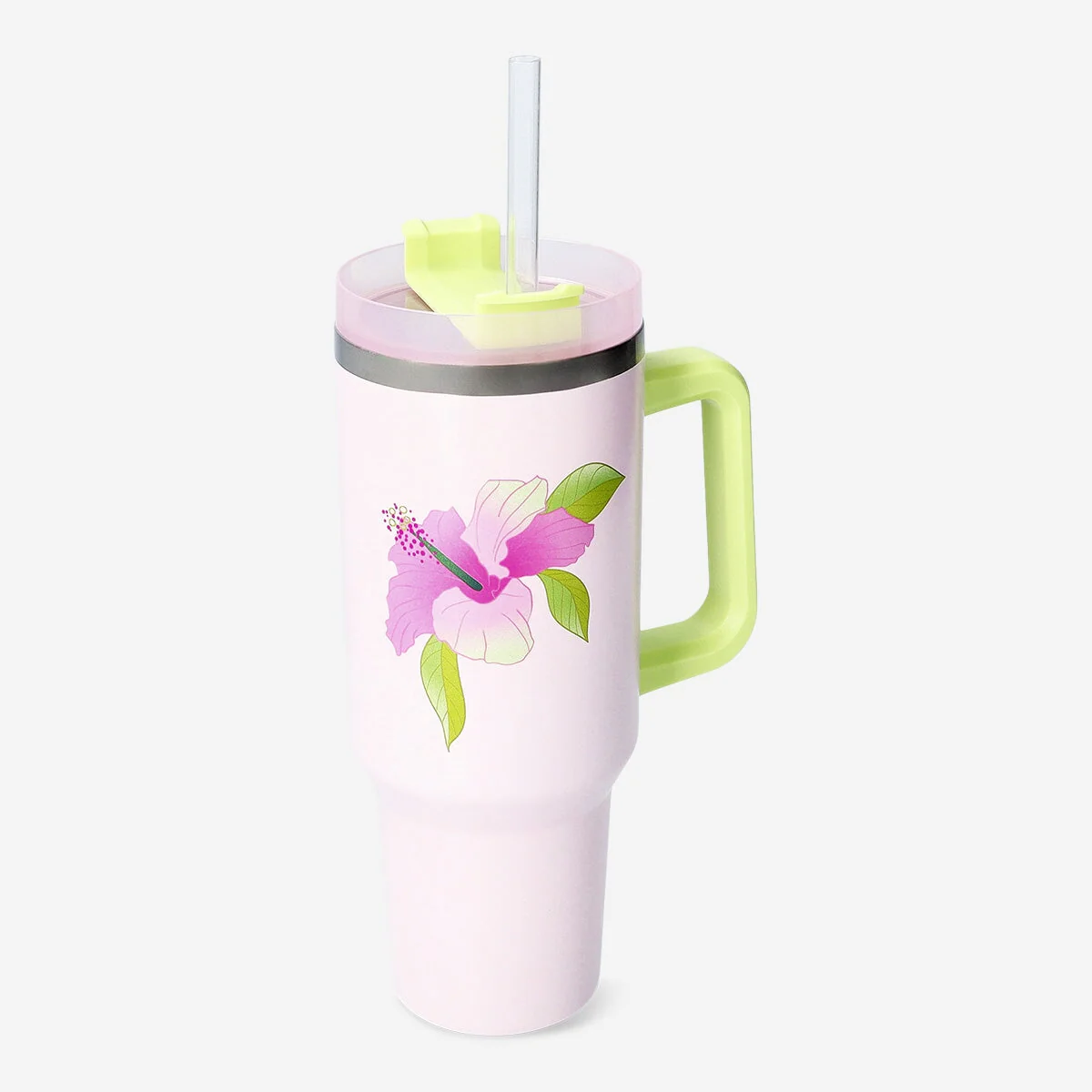 Hibiscus print tumbler with lid and straw - 1200 ml - Image 2