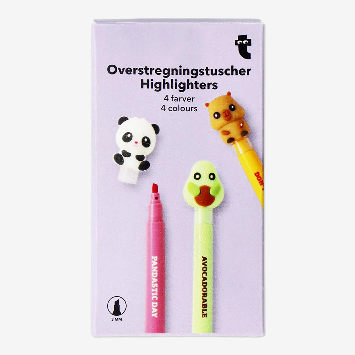 Highlighters with animal toppers - 4 pcs