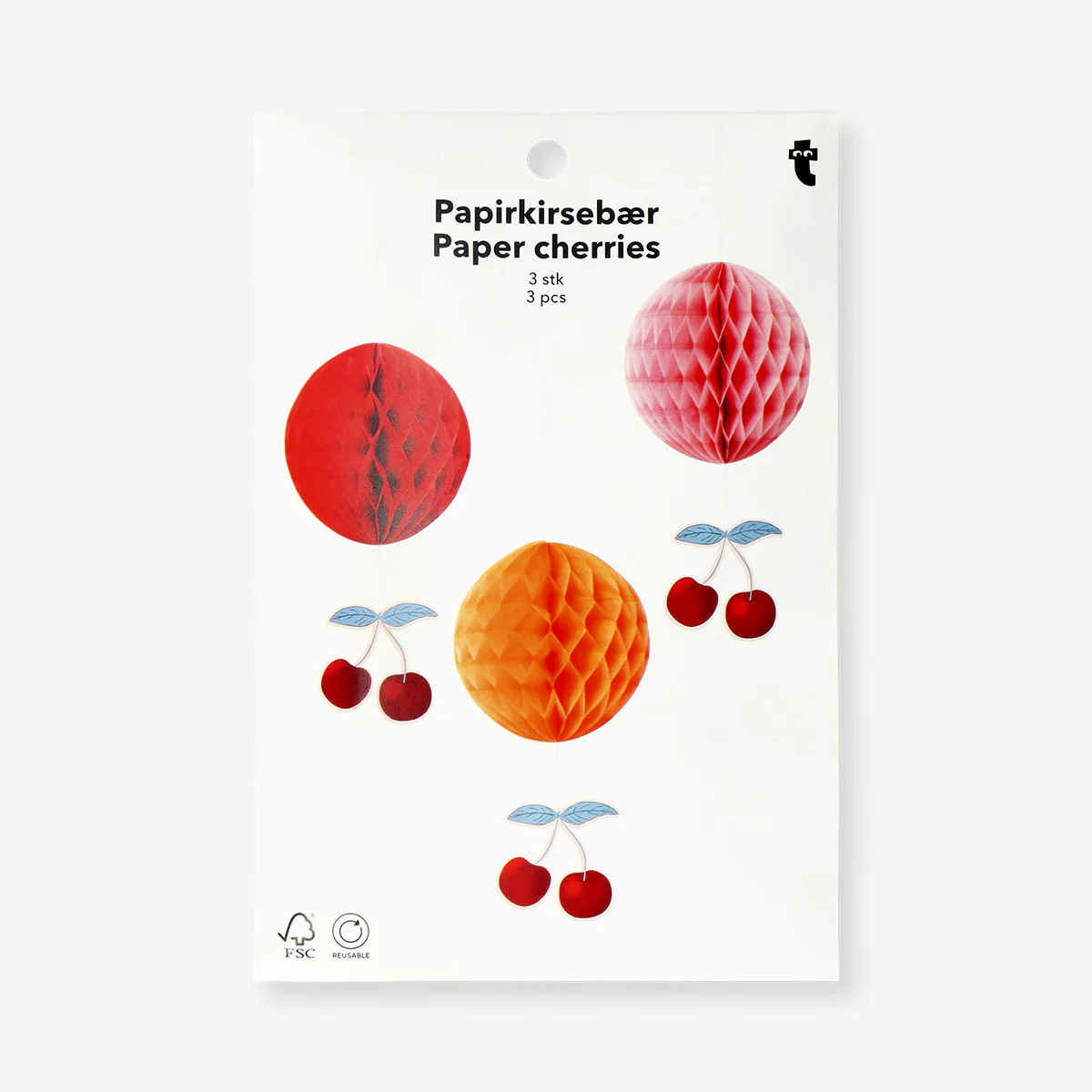 Honeycomb paper cherries - 3 pcs - Image 3
