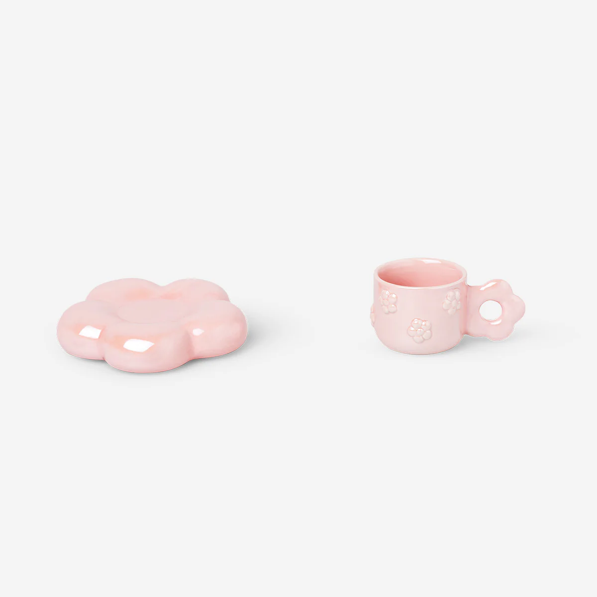 Iridescent pink mug with saucer - 190 ml - Image 3