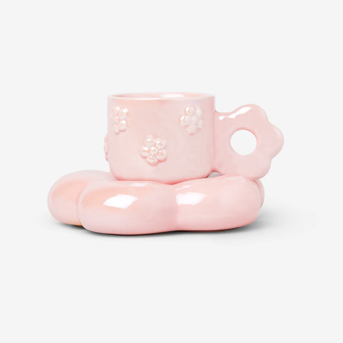 Iridescent pink mug with saucer - 190 ml - Image 4