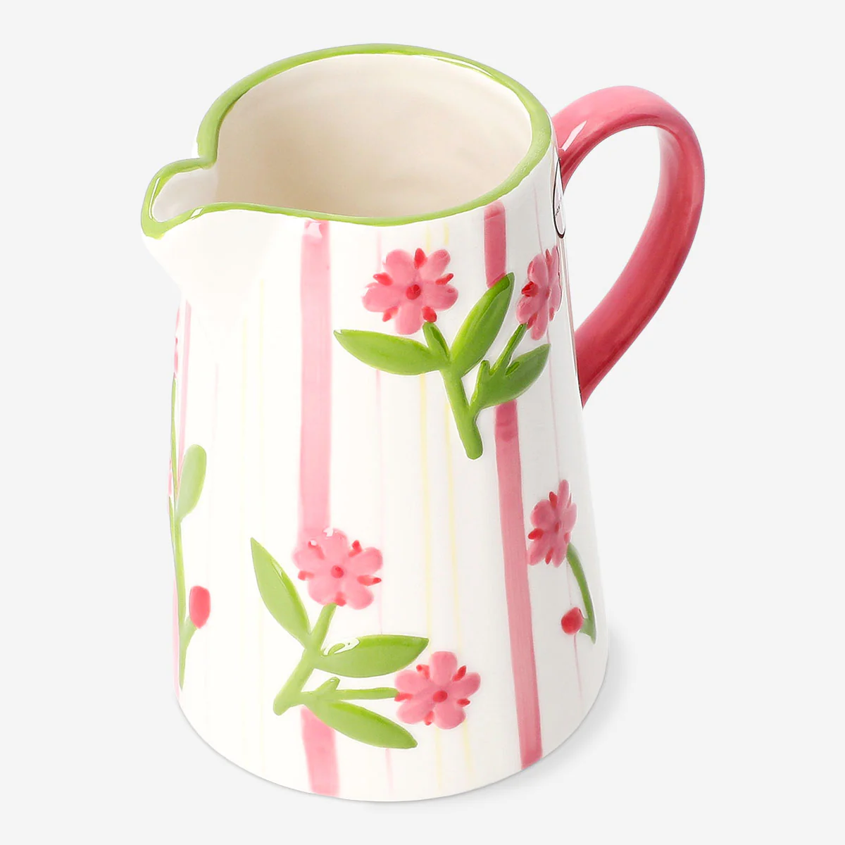 Jug with hand-painted stripes and flower design - 1 L - Image 2