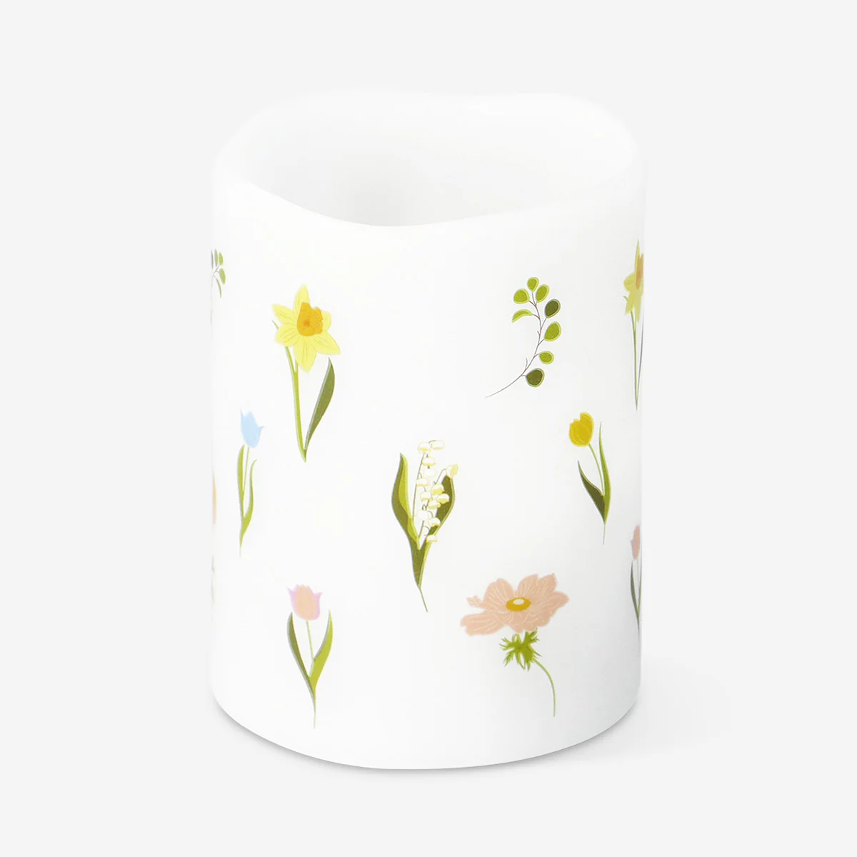 LED pillar candle with flower print - 10 cm - Image 2
