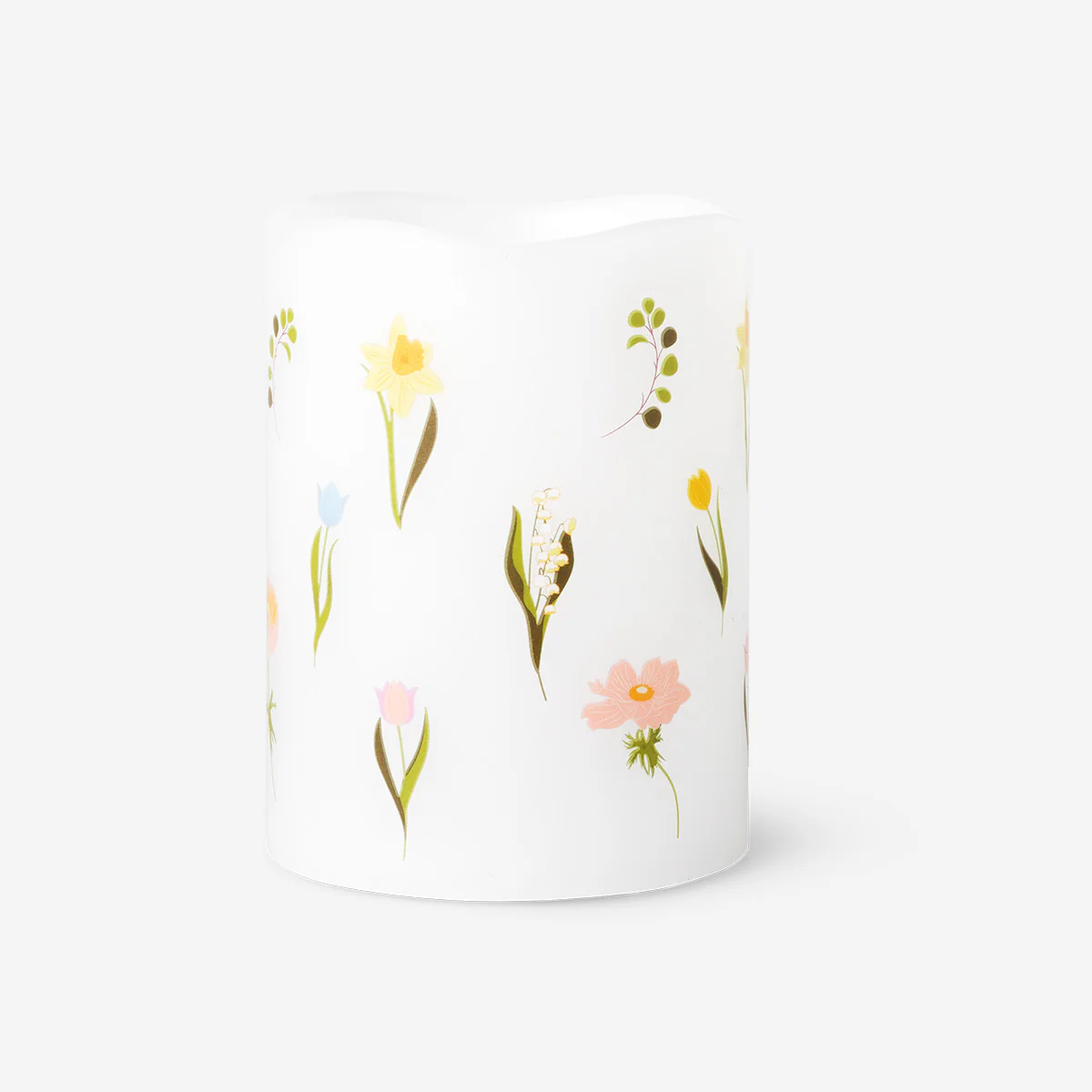 LED pillar candle with flower print - 10 cm - Image 3