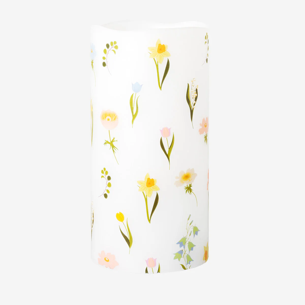 LED pillar candle with flower print - 15 cm - Image 3