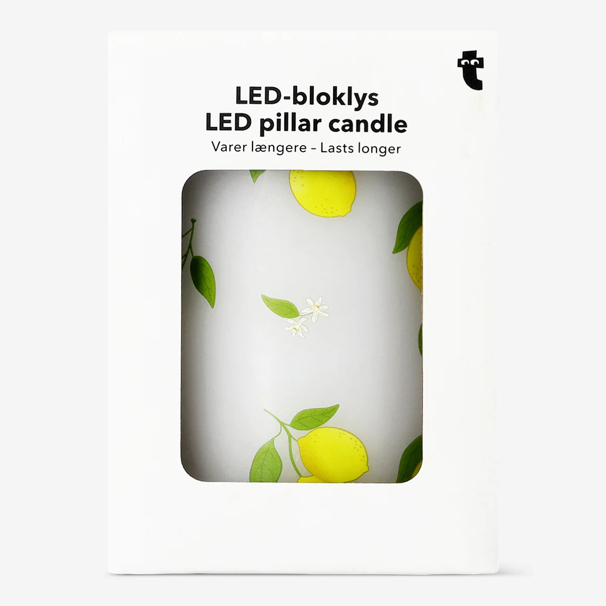 LED pillar candle with lemon print - 10 cm - Image 3
