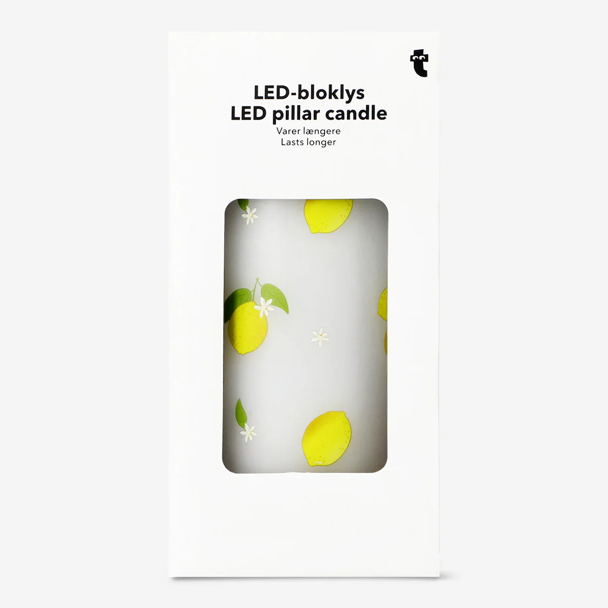 LED pillar candle with lemon print - 15 cm - Image 3