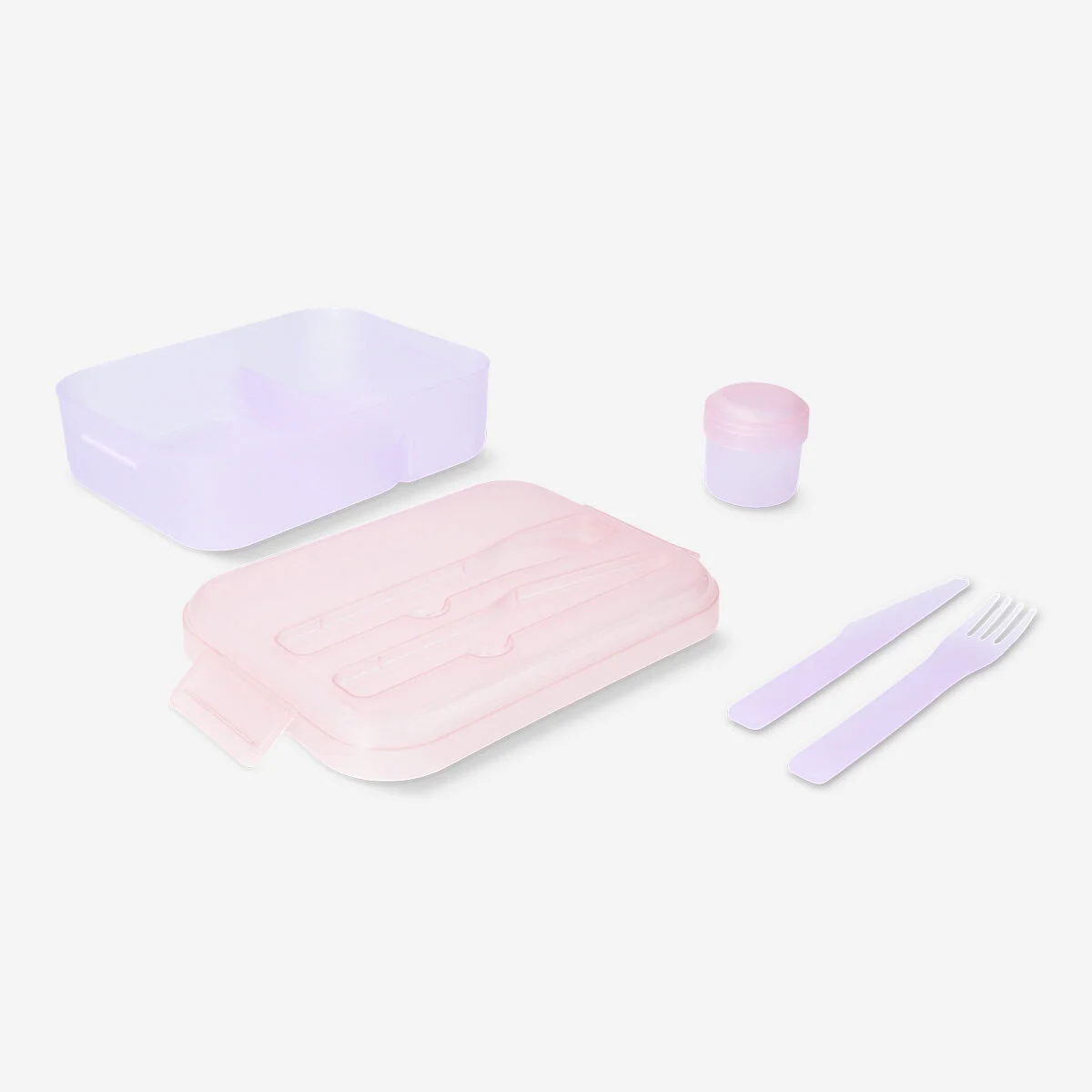 Lunchbox with knife, fork, and bowl