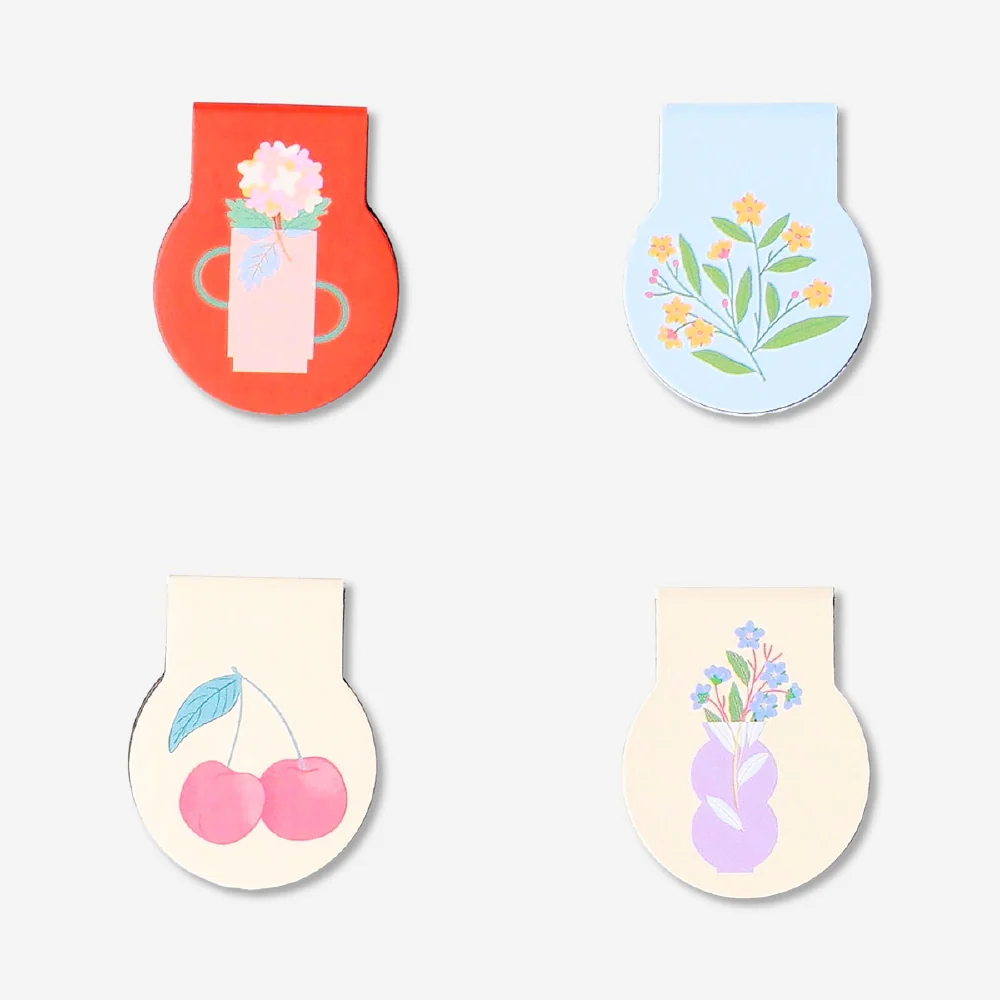 Magnetic bookmarks with flowers - 4 pcs