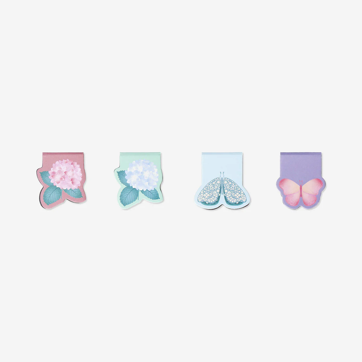 Magnetic hydrangea and butterfly bookmarks - 4 pcs