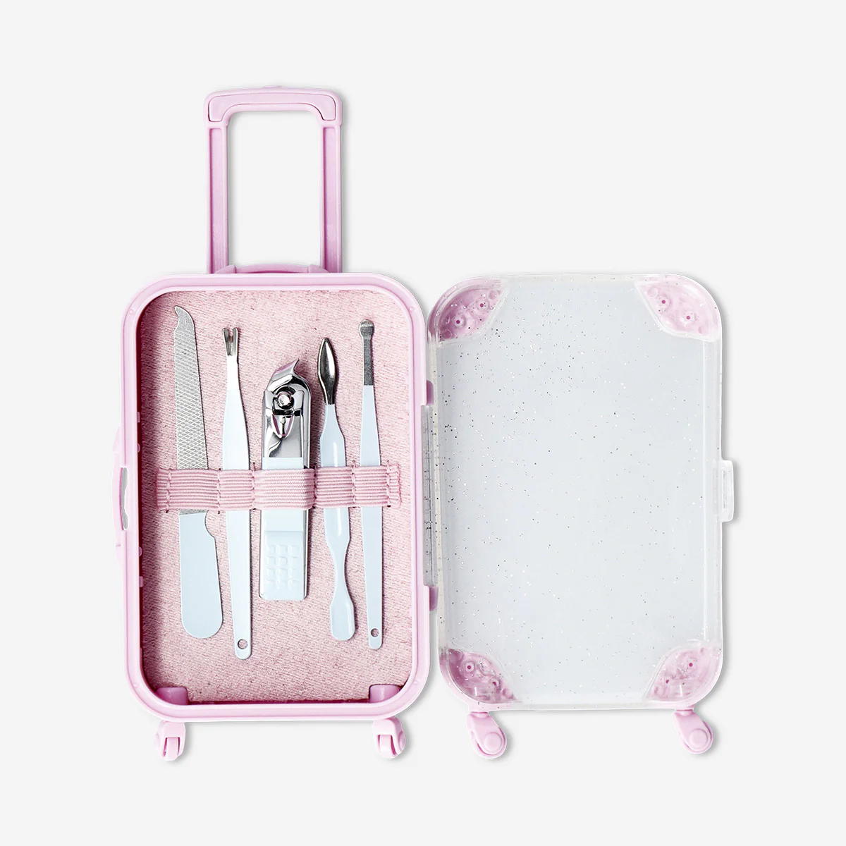 Manicure and pedicure set in pink trolley - 5 pcs - Image 2