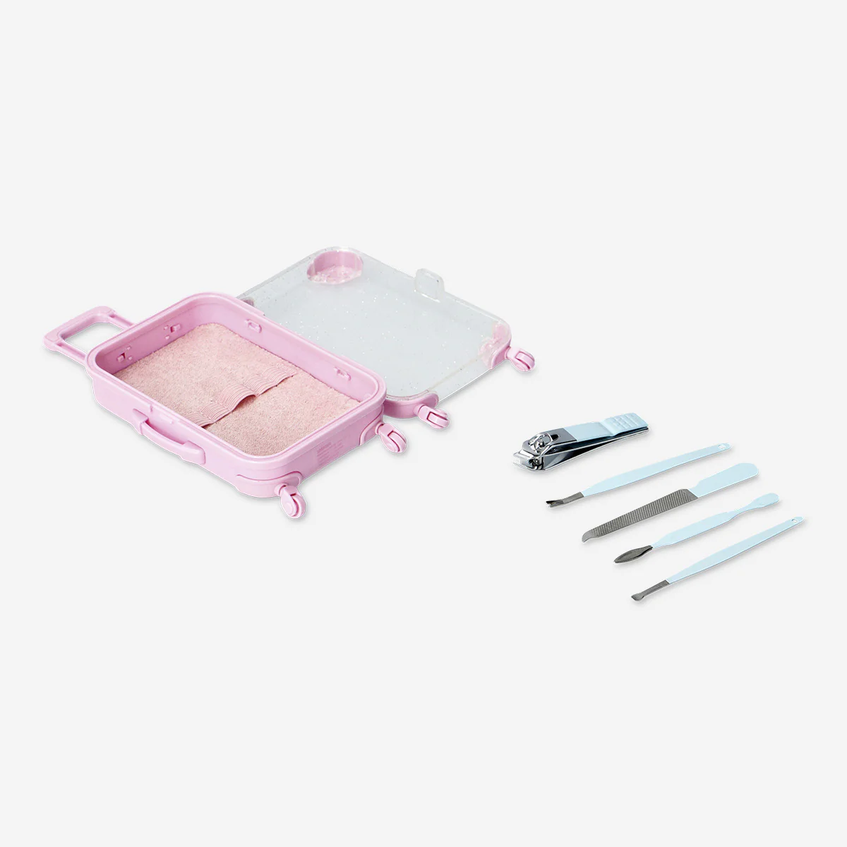 Manicure and pedicure set in pink trolley - 5 pcs - Image 3
