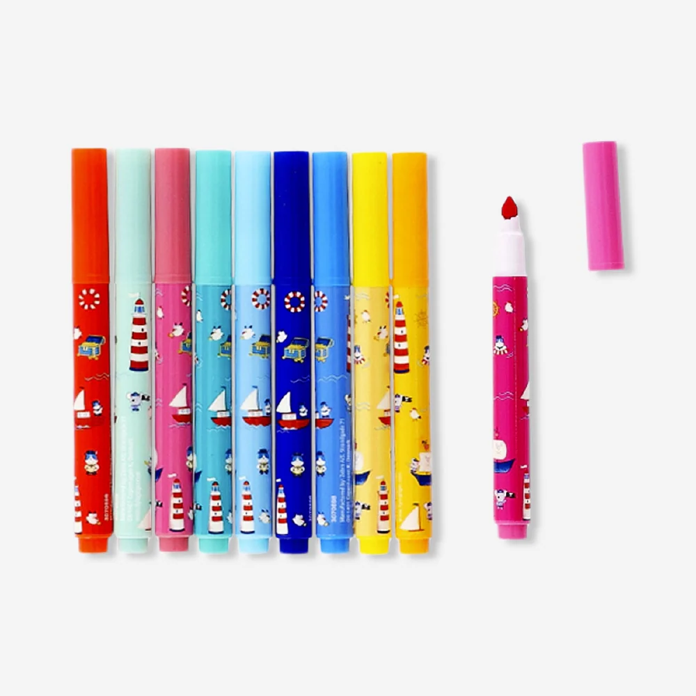 Markers in seashell pouch - 10 pcs - Image 2