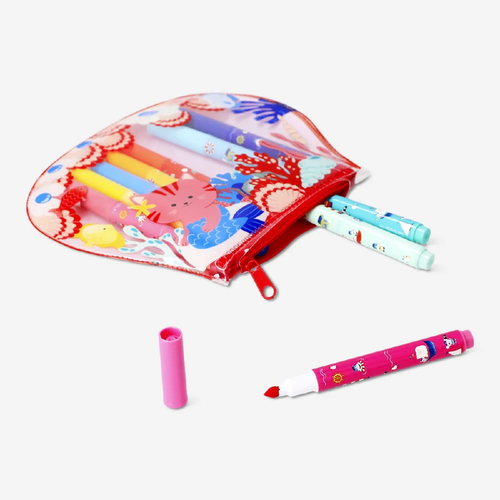 Markers in seashell pouch - 10 pcs - Image 3