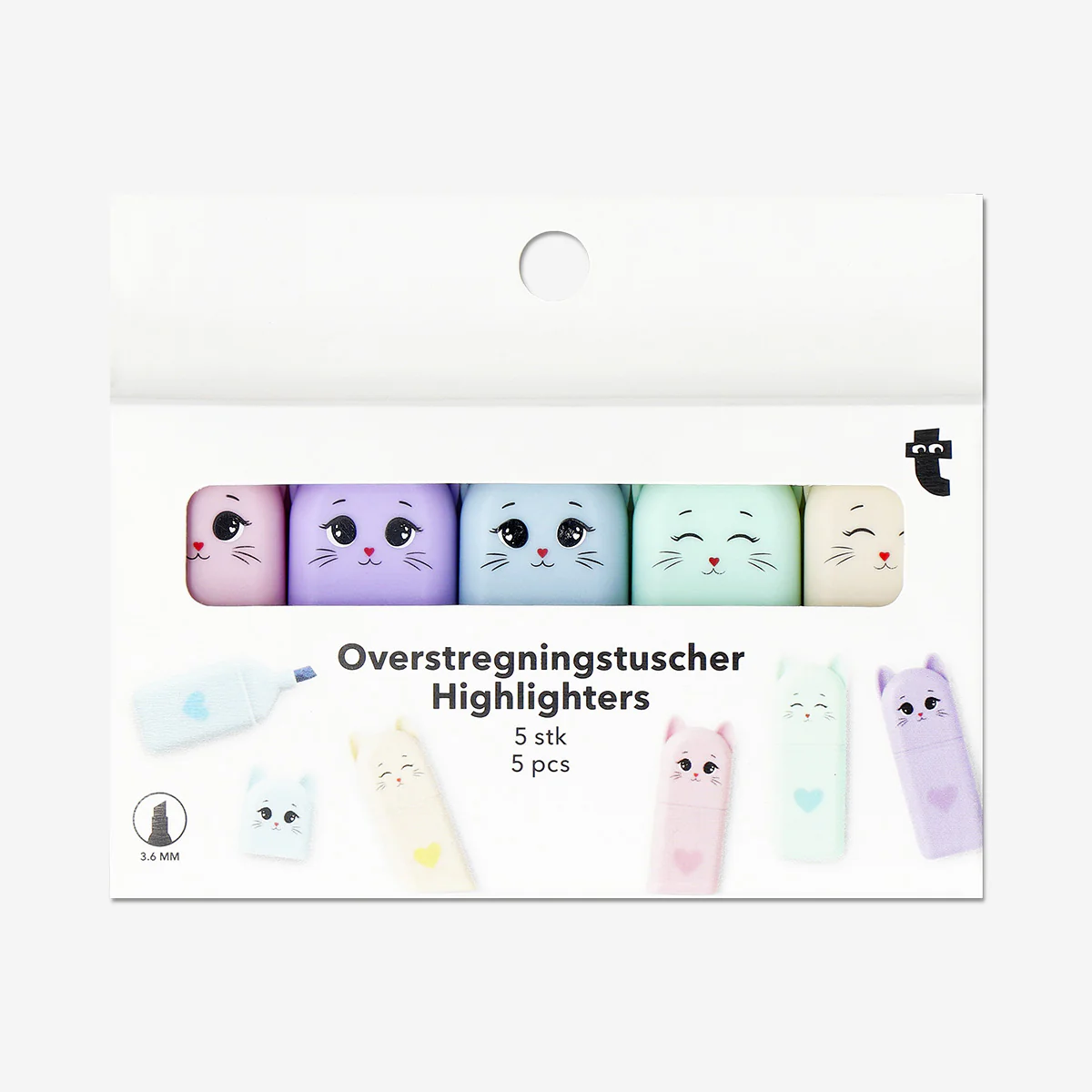 Mini cat highlighters - 5 pcs - Image 3